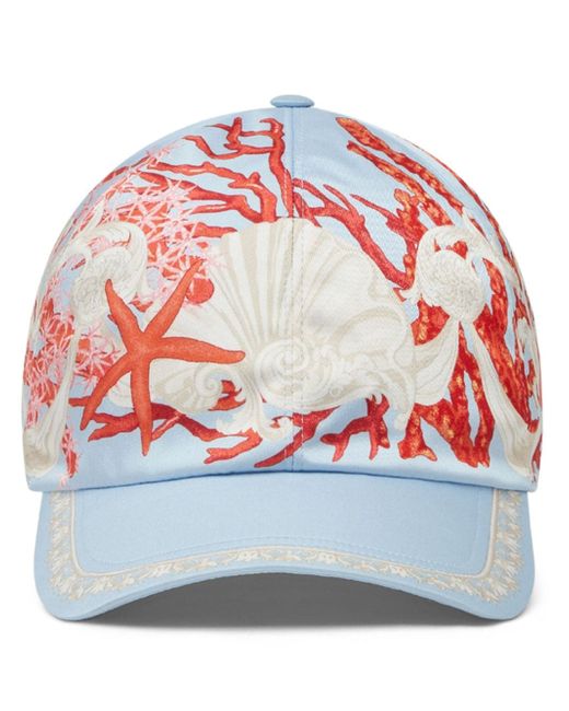 Versace coral-print curved-peak cap