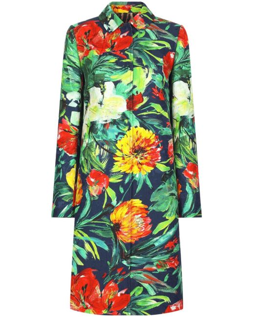 Dolce & Gabbana floral-print single-breasted coat