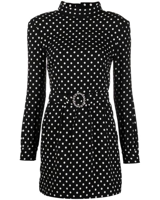 Saint Laurent belted polka-dot minidress