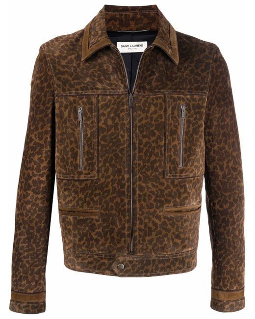 Saint Laurent leopard-print suede jacket