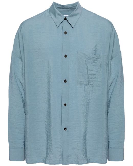 Attachment crinkled long-sleeve shirt