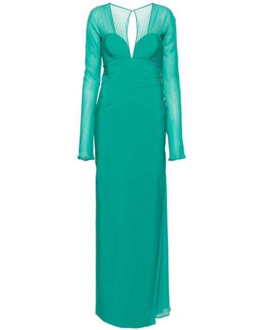 Genny dart-detailing long-sleeves gown