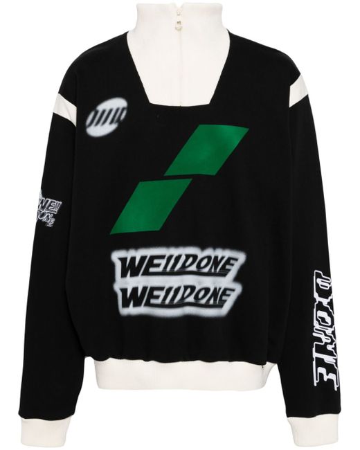 We11done logo-print zip-up sweatshirt