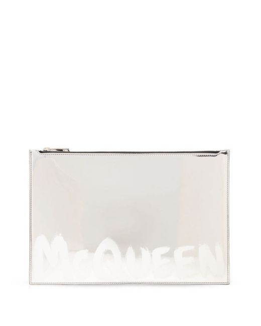 Alexander McQueen graffiti logo-print clutch