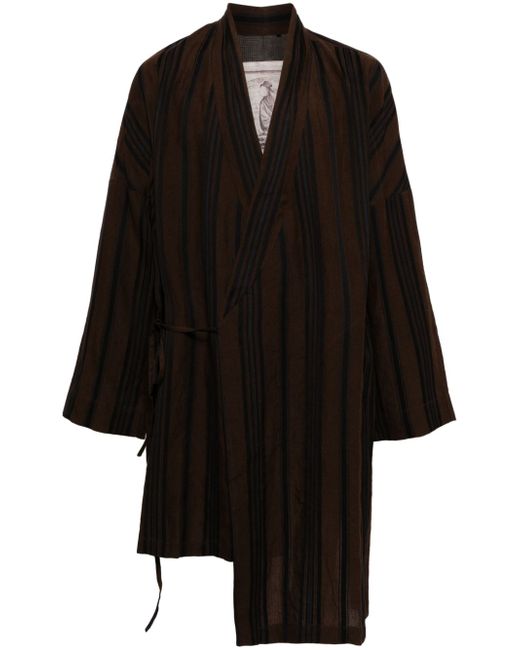Ziggy Chen striped asymmetric coat