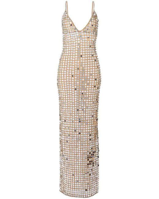 Retrofete Perri crystal and pailettes embellished long dress