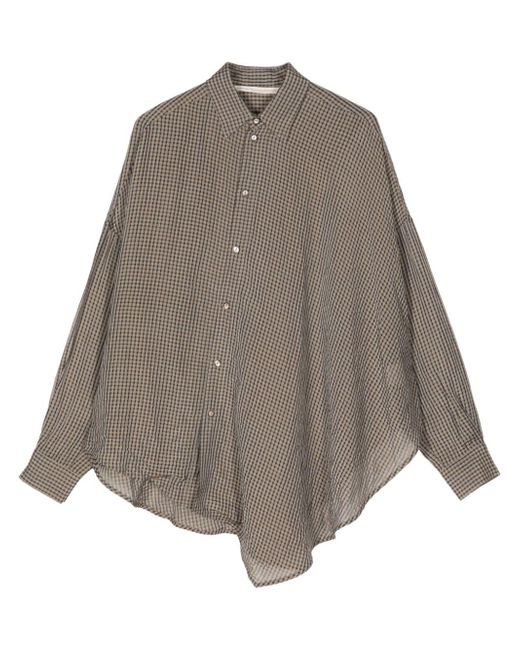 Forme D'expression gingham check-print asymmetric shirt