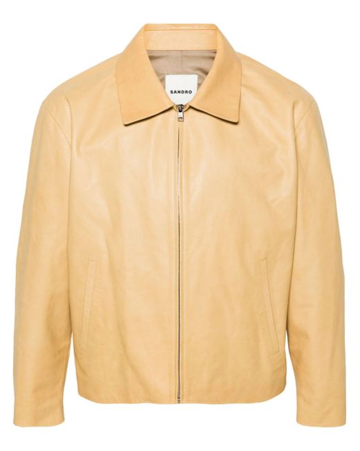 Sandro zip-up leather shirt jacket