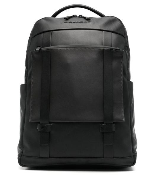 Piquadro logo-lettering leather backpack