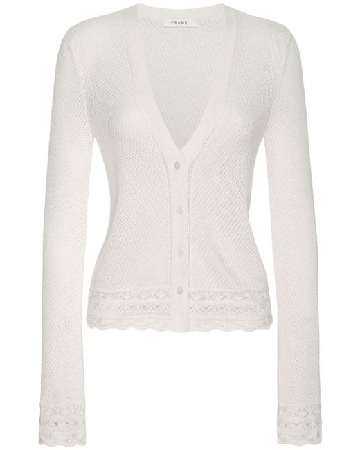 Frame pointelle-knit buttoned cardigan