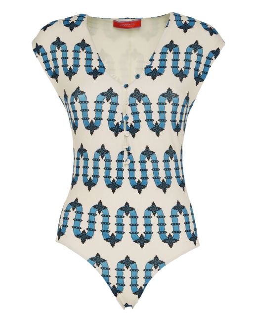 La Double J. geometric-print bathing suit