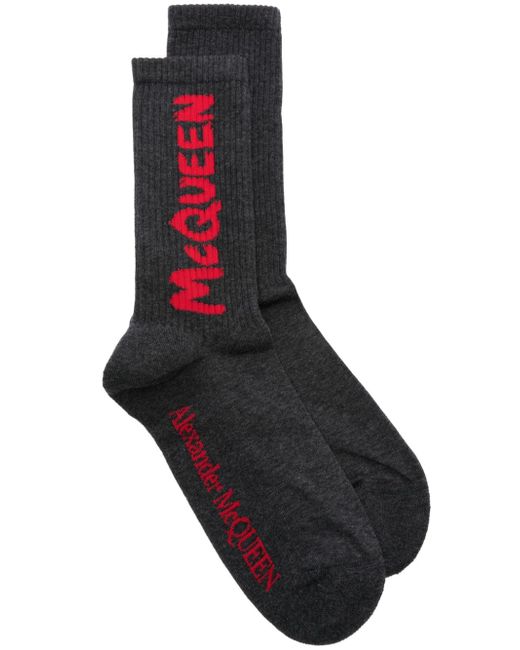 Alexander McQueen intarsia-logo ankle socks