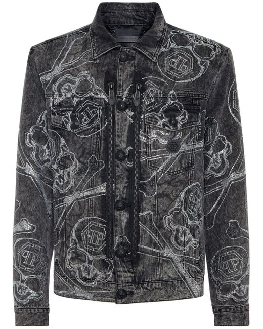 Philipp Plein crystal-embellished denim jacket