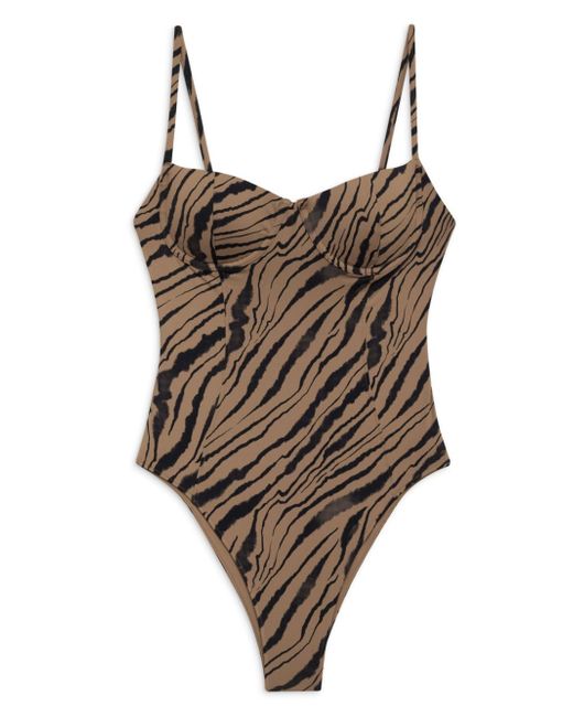 Anine Bing Kyler zebra-print swimsuit