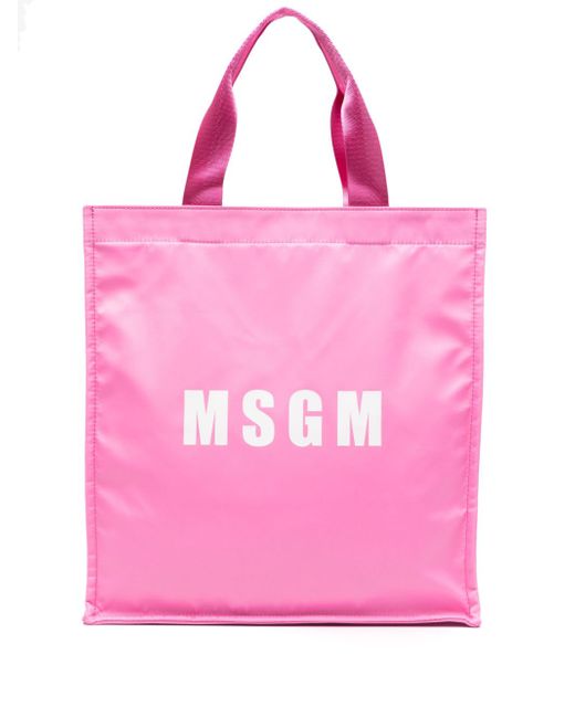 Msgm logo-print tote bag