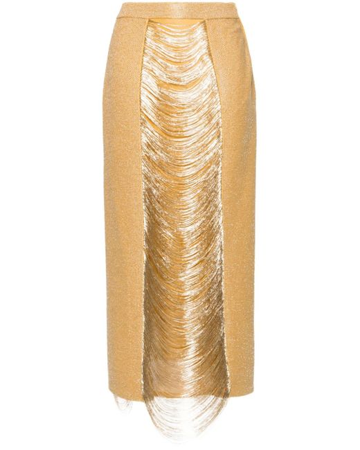 Alexander McQueen fringed pencil skirt