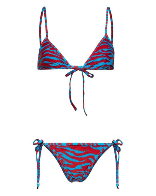 Attico zebra-print triangle bikini