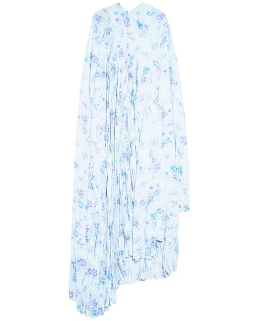 Balenciaga floral-print pleated maxi dress
