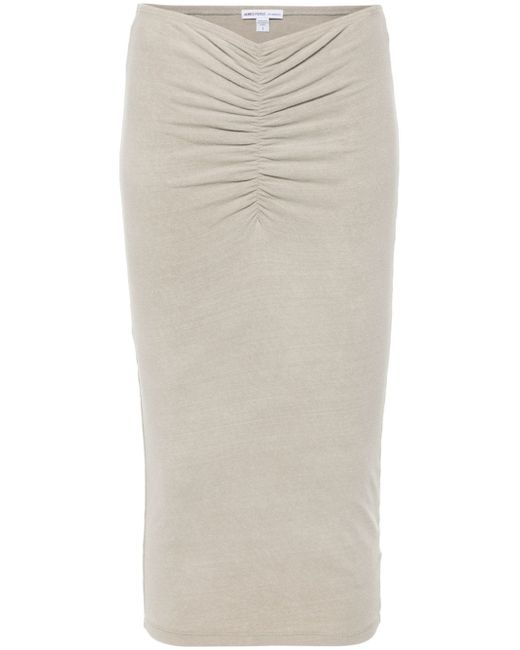 James Perse ruched jersey midi skirt