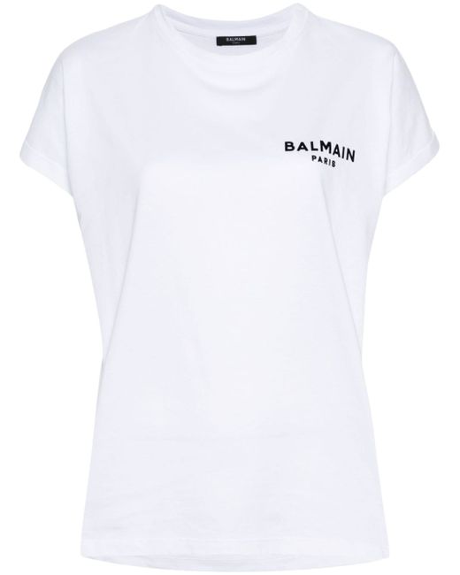 Balmain flocked-logo T-shirt