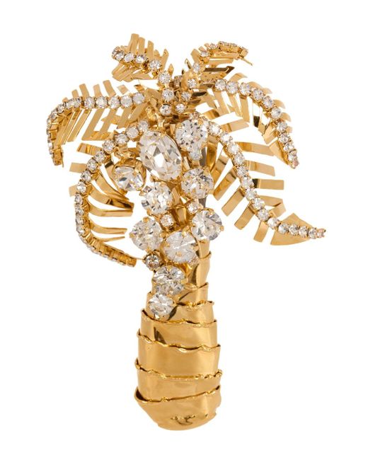 Balmain Palm Tree crystal-embellished brooch