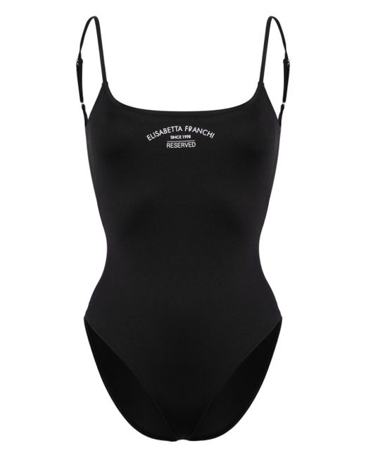 Elisabetta Franchi logo-print high-cut swimsuit