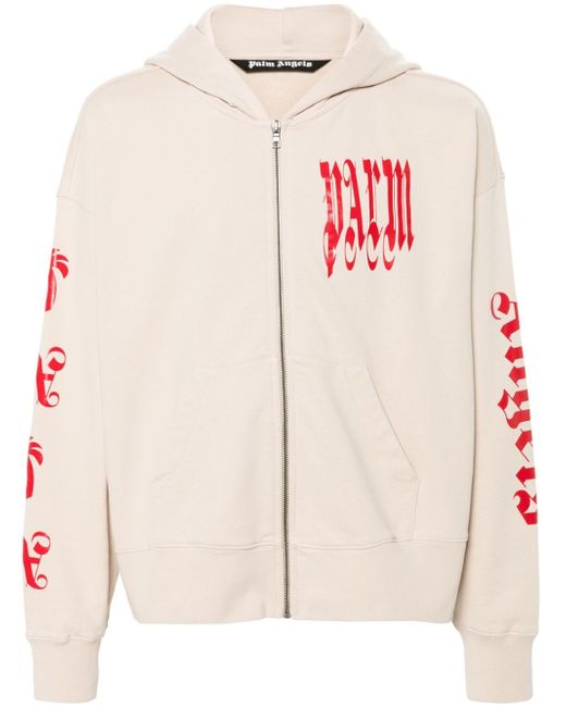 Palm Angels gothic logo-print zipped hoodie