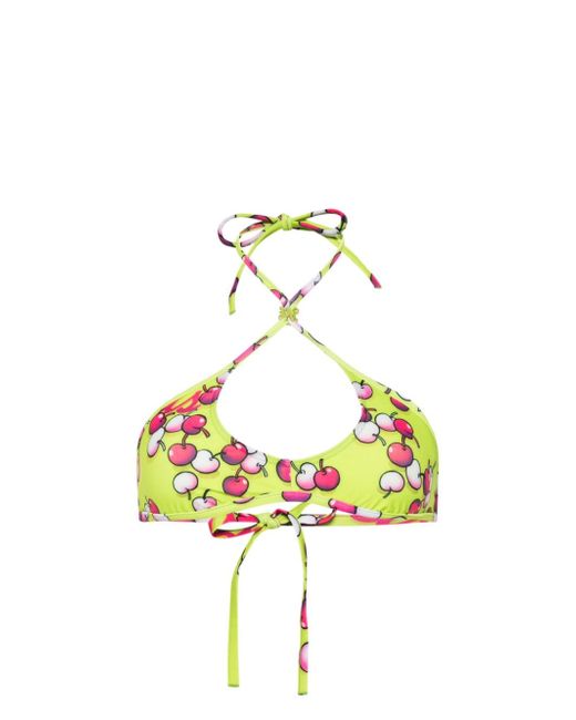 Palm Angels Cherry-print bikini top