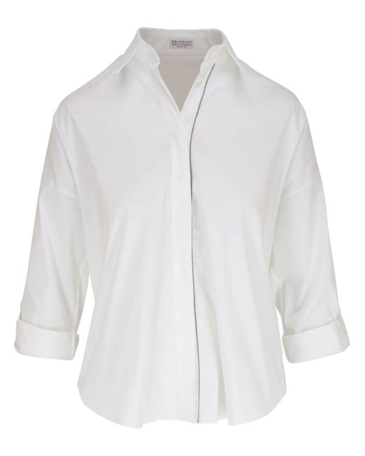 Brunello Cucinelli Monili-trim cotton-blend shirt
