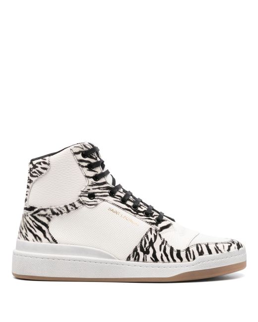 Saint Laurent zebra-print high-top sneakers