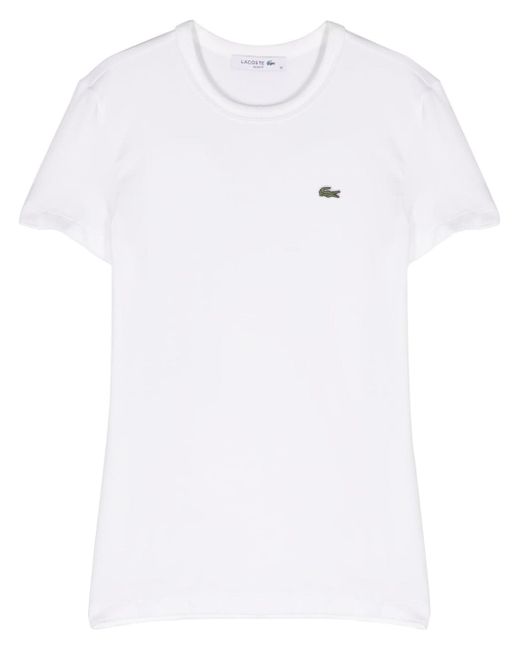 Lacoste logo-patch cotton-blend T-shirt