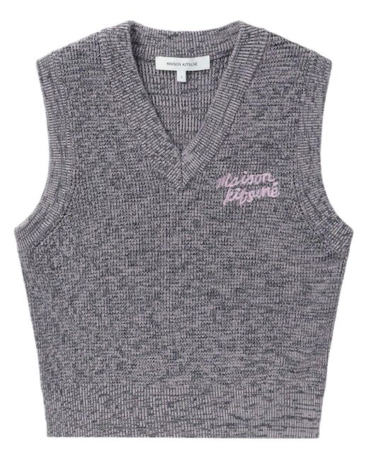 Maison Kitsuné Handwriting logo-embroidered knitted vest