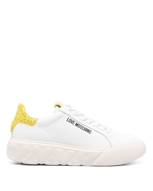 Love Moschino logo-print leather sneakers