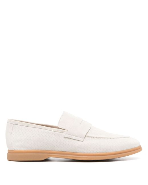 Eleventy perforated suede loafers