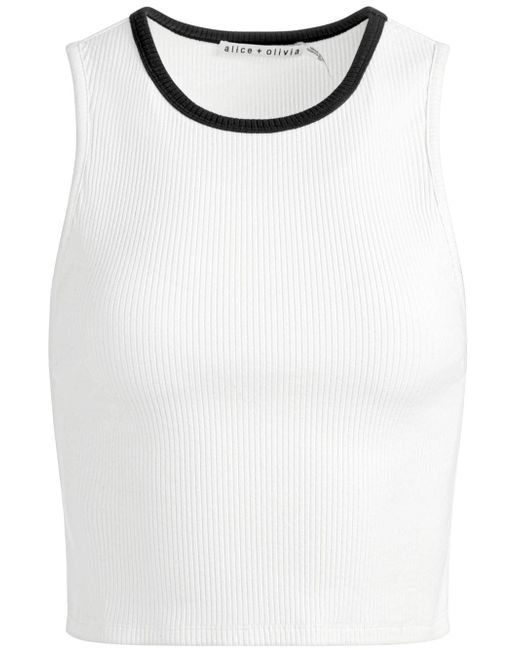 Alice + Olivia Andre ribbed cropped tank top