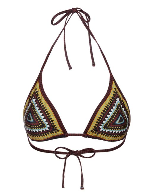 La Double J. geometric-print bikini top