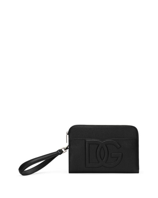 Dolce & Gabbana DG-embossed leather clutch bag