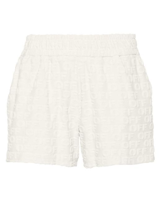 Off-White logo-embossed terry-cloth shorts
