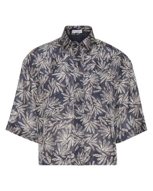 Brunello Cucinelli leaf-print shirt