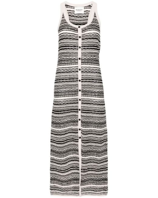 marant étoile pointelle-knit striped maxi dress