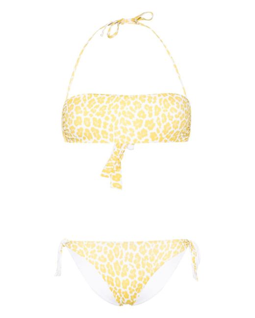 Fisico leopard-print bandeau bikini