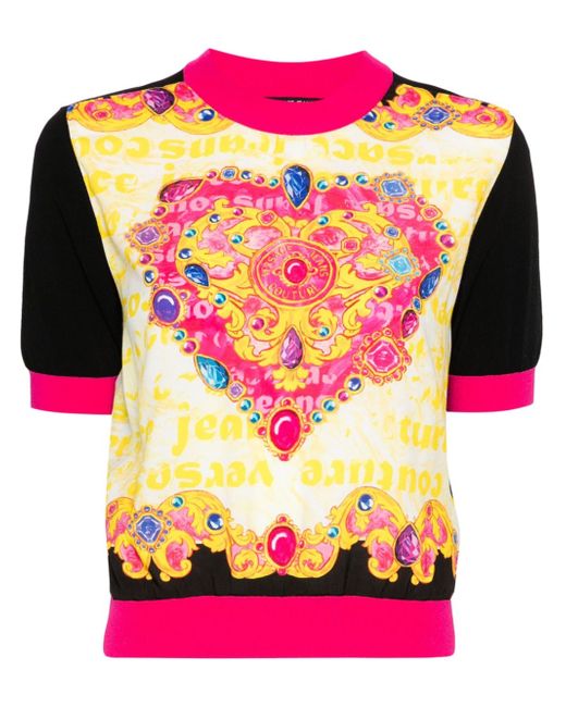 Versace Jeans Couture Heart-Couture-print ribbed top