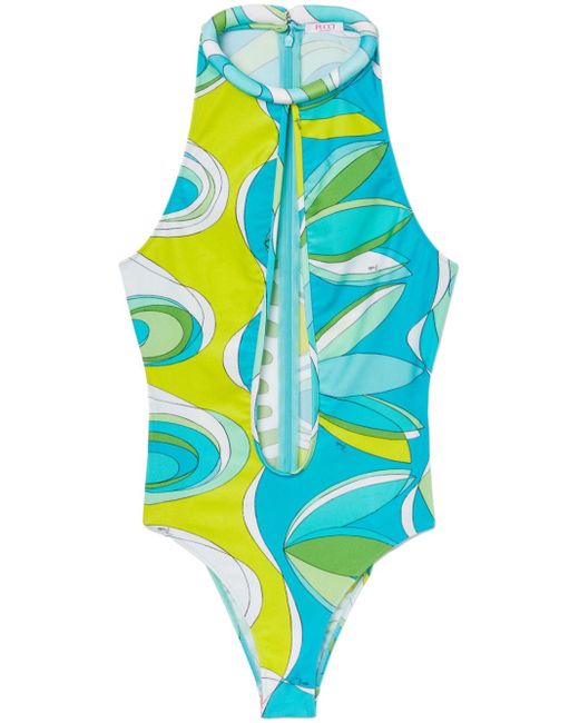 Pucci Bersaglio-print halterneck swimsuit