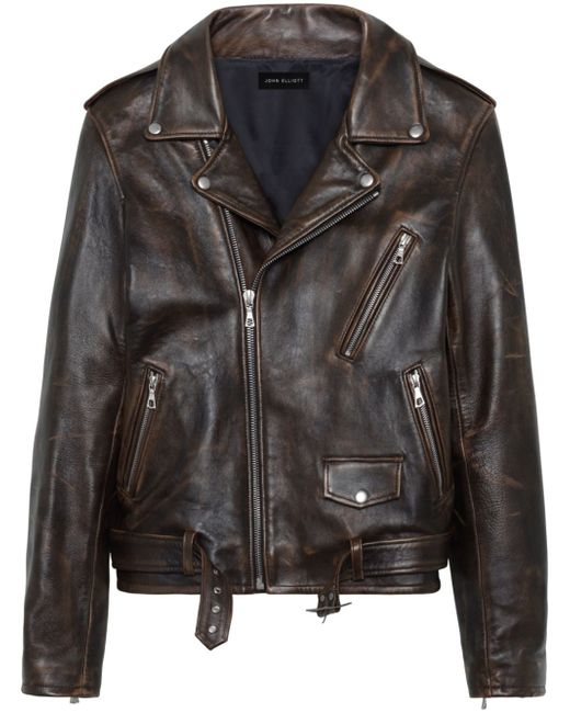 John Elliott distressed leather biker jacket