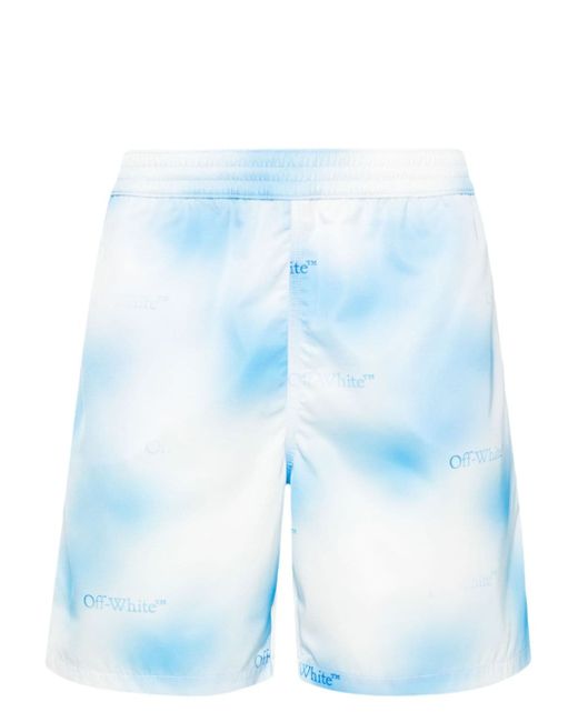 Off-White logo-print ombré swim shorts