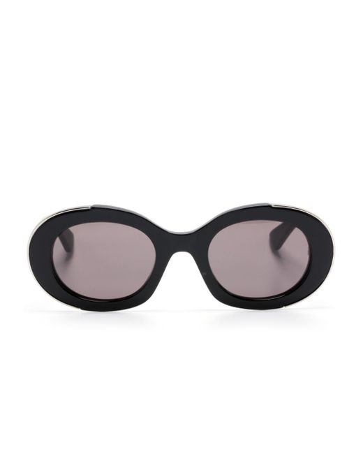 Alexander McQueen logo-engraved oval-frame sunglasses
