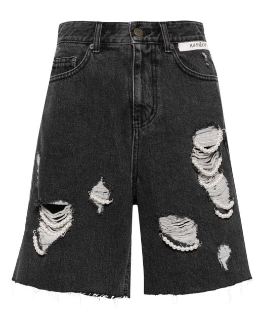 Kimhekim ripped-detailing cotton shorts