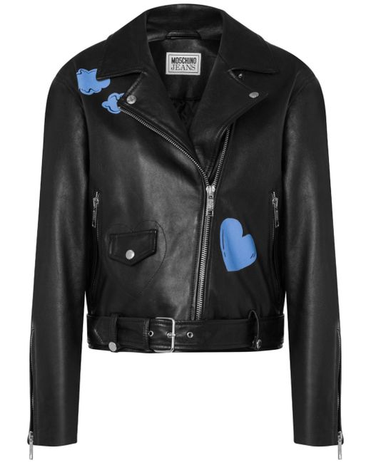 Moschino Jeans graphic-print biker jacket
