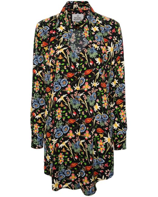 Vivienne Westwood Heart floral-print shirt minidress