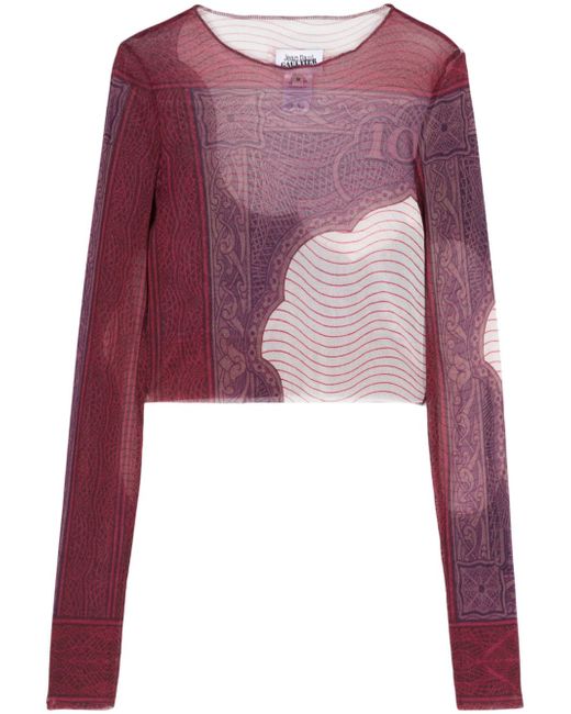 Jean Paul Gaultier long-sleeve mesh crop top